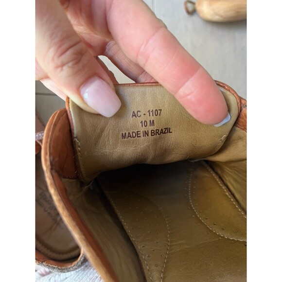 De La Rentis Men Oxford Derby Leather Brown Shoes Sz 10 M - Picture 13 of 13